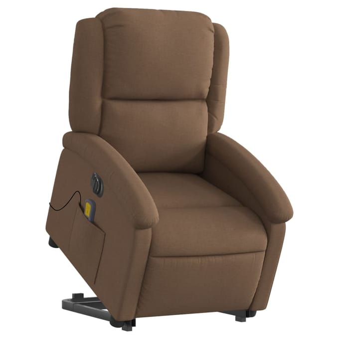 vidaXL - Sta-op-massagestoel - elektrisch - verstelbaar - stof - bruin