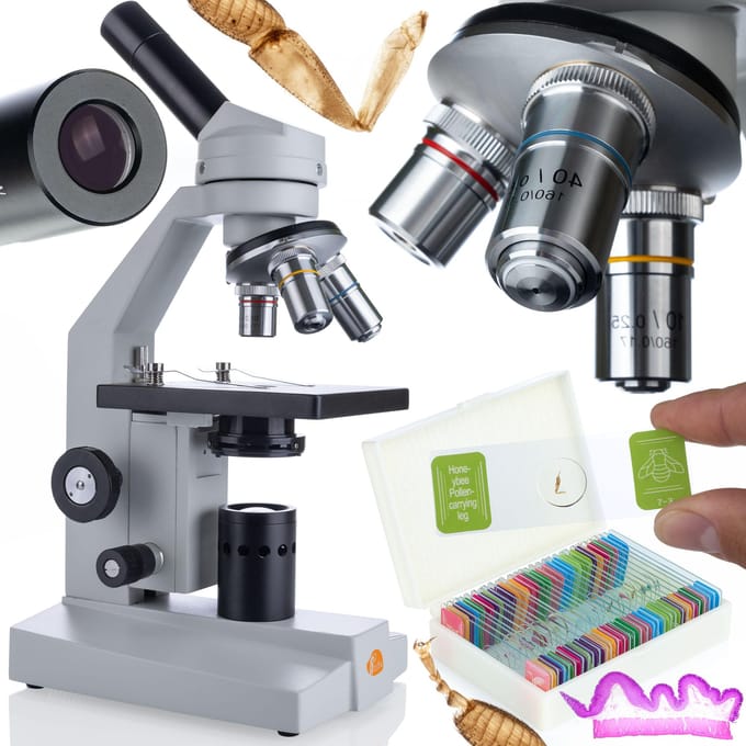 Rosfix Biologisch Microscoop Uran Pro MBUP - Monoculair Hoofd 45° - Achromatisch 4x/40x, 360°