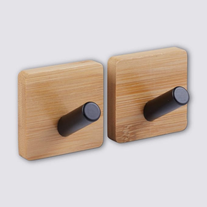 Bamboe handdoekhaakje zelfklevend 2 stuks Five® - Hout - Zelfklevend | Ophangen zonder boren