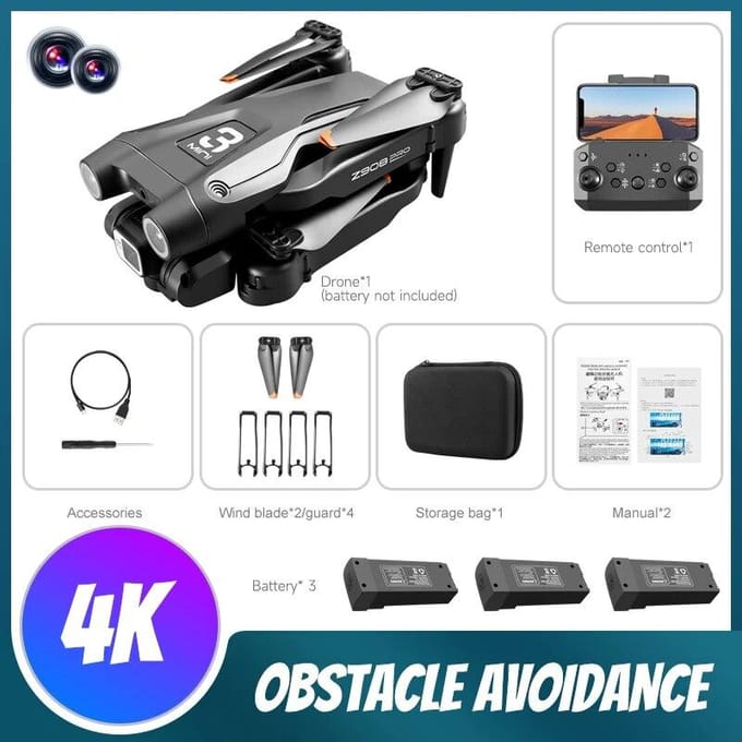 Z908 Mini Drone 3 Axis Gimbal WIFI FPV Professionele ESC HD Camera Drones Borstelloze RC Speelgoed Quadcopter voor Reiscadeaus BLACK 3B