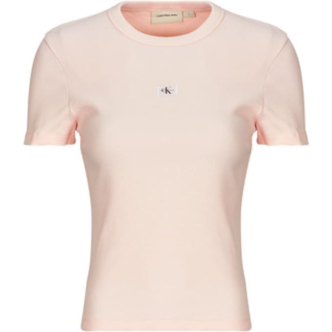 Calvin Klein Jeans  T-shirt Korte Mouw WOVEN LABEL RIB FITTED TEE