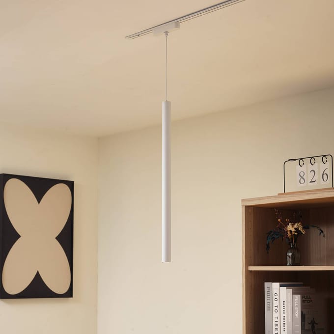 Lindby LED hanglamp Lumaro, wit, Ø 3cm,aluminium,48V,dimbaar