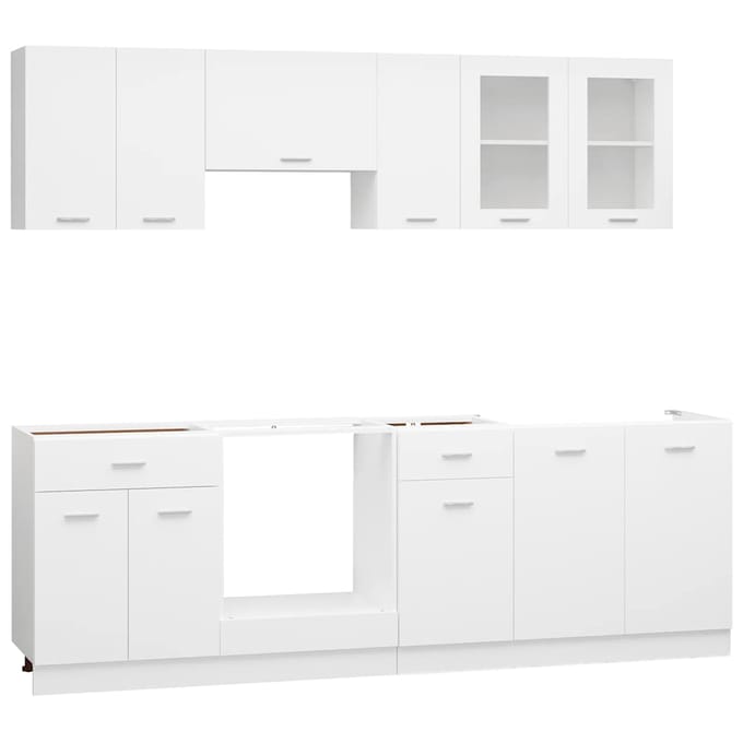 vidaXL - 8-delige - Keukenkastenset - Lyon - bewerkt - hout - wit