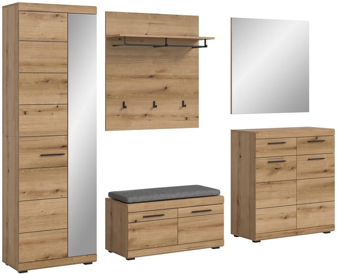Scout kledingkastcombinatie inclusief zitkussen Evoke Oak NB - 40x272x197cm