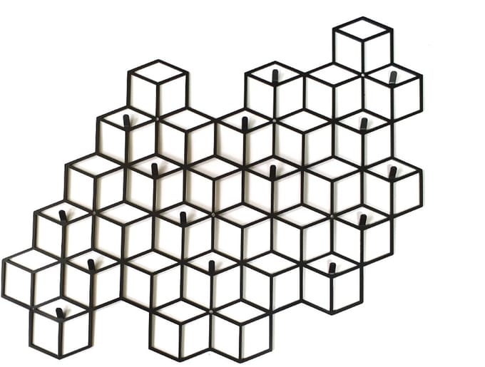 Decorizzly CUBE - Wandkapstok - 15 Haken - Zwart - Geometrisch