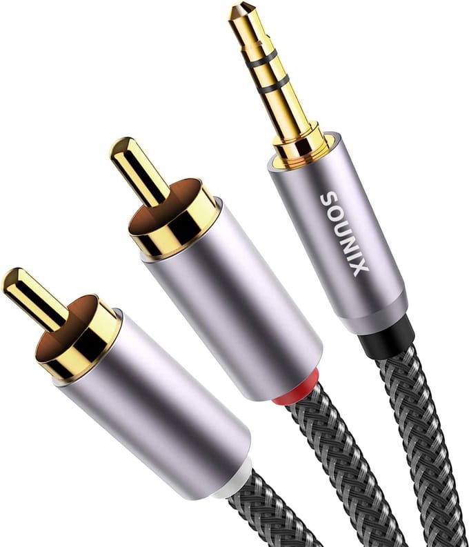 Sounix Aux naar Tulp - Jack naar Tulp - Jack 3.5mm naar Tulp Kabel - RCA Kabel - 1.2 meter - Zwart