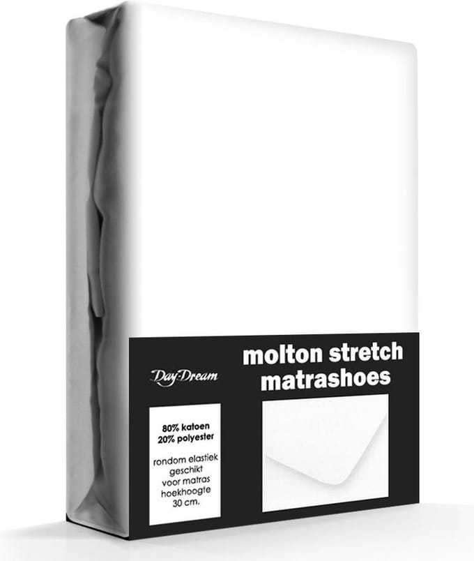 Day Dream - Stretch - Molton - Hoeslaken - Lits-jumeaux - 180x200 cm - Wit