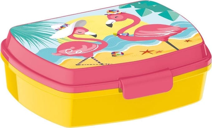 Lunchbox Flamingo 15 X 10 X 6 Cm Geel