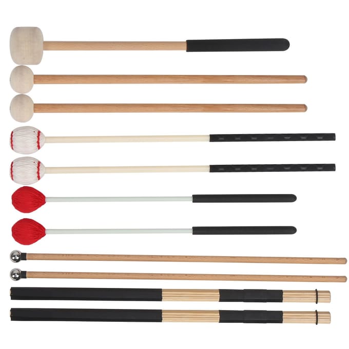 Ensemble de 11 baguettes de batterie Caisse claire Percussion Marteau d'accordage Accessoires d'entraînement d'instruments beige