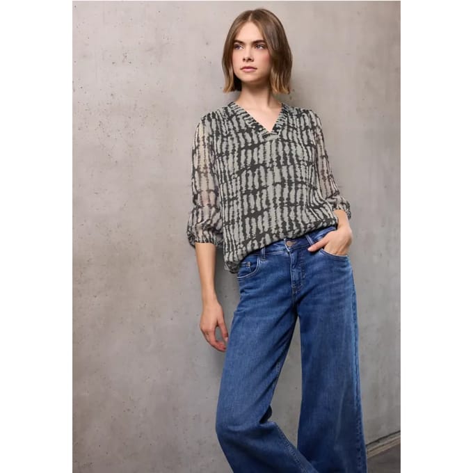Tuniek van chiffon met V-hals