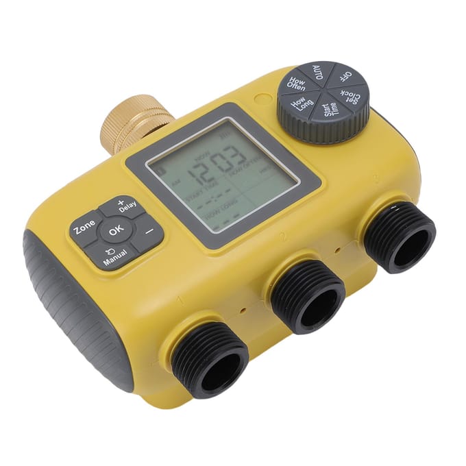 Slimme Sproeier Timer 3 Uitgangen Irrigatie Waterklep Controller voor Tuin Gazon Kas beige