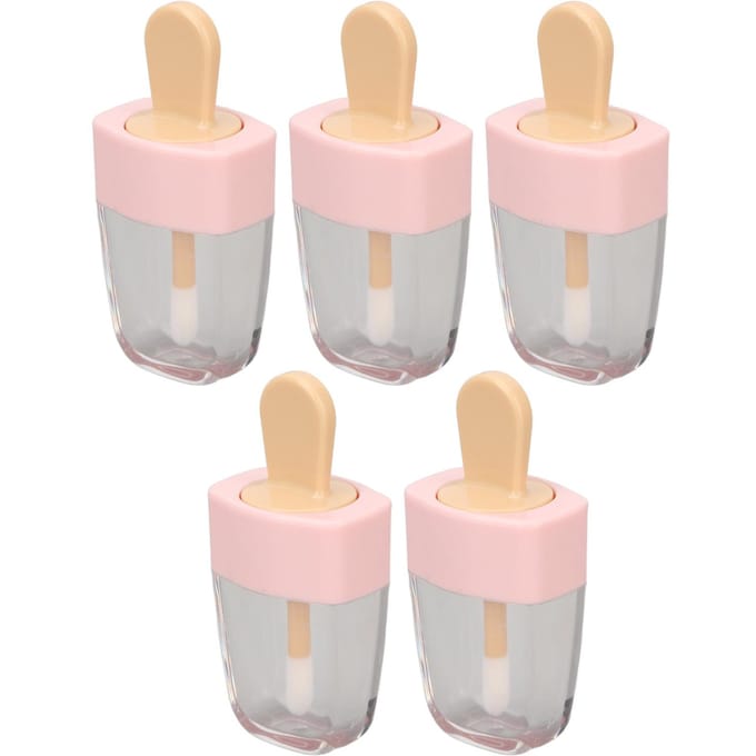 5 pièces Tubes de Gloss à Lèvres Vides 5ml Forme Crème Glacée Anti-Fuite Récipient DIY pour Gloss à Lèvres white