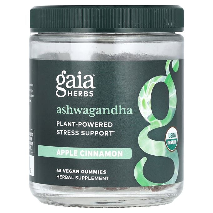 Gaia Herbs, Ashwagandha, Pomme Cannelle, 45 Gommes Végans
