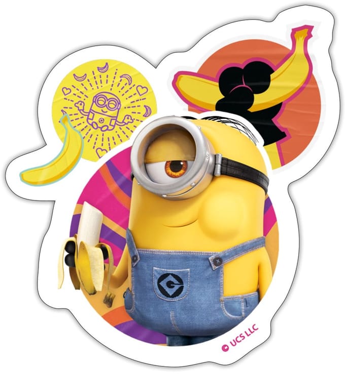 Minions Stuart Met Banaan Sticker Maat S (max. 10 x 10cm)