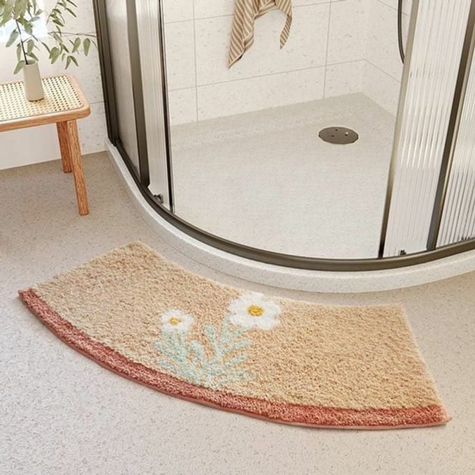 Badkamer Antislip Mat - Vloermat Douche - Veilig Lopen - Gebogen Sector Design - 40x75cm - Kleur 01