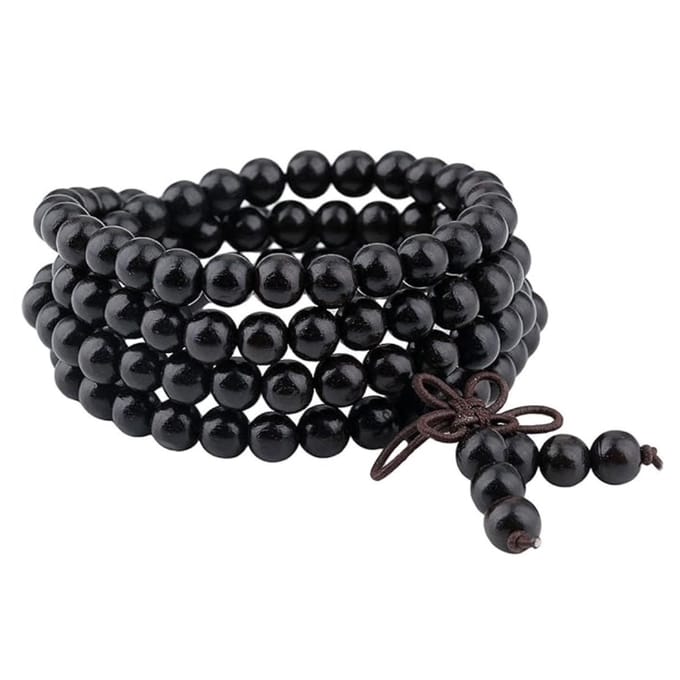 Marama - Mala armband sandelhout zwart - elastisch - 108 kralen - damesarmband - herenarmband