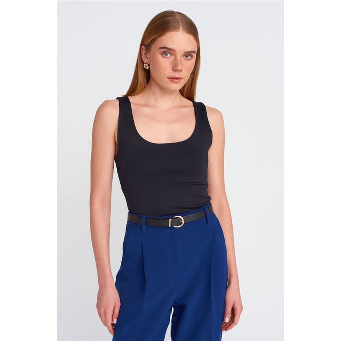 Mouwloze Blouse met Vierkante Halslijn in Slank Model