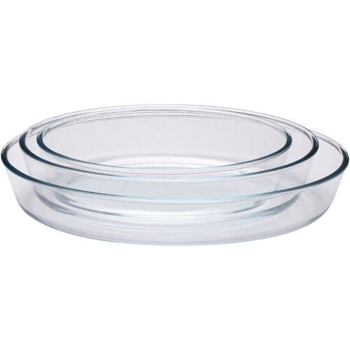 Alpina borosilicate glazen ovenschotel set - 3 stuks, transparant