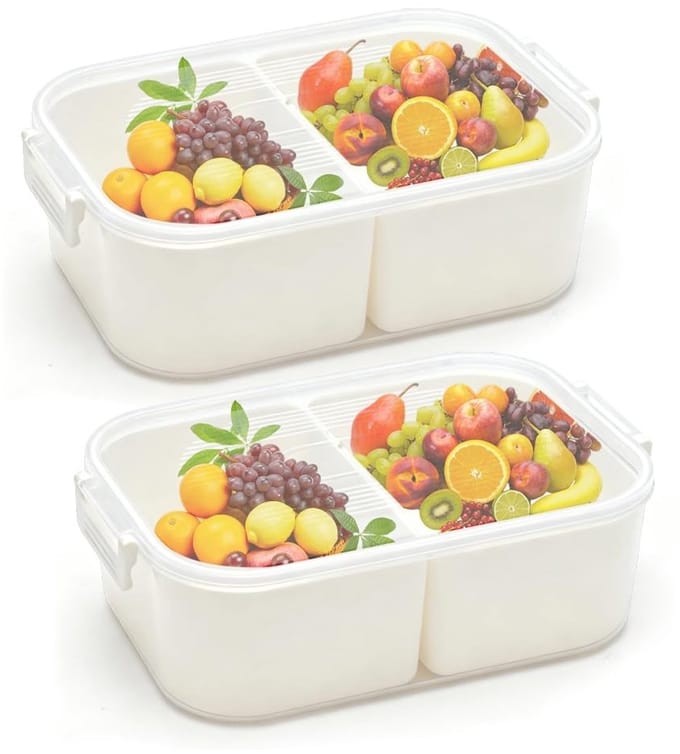 Dailygoods- Snackbox met 2 Vakken - Draagbare Snackdoosjes - Lekvrije