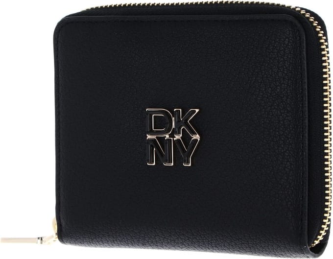 DKNY Leren Portemonnee Milan Tie Zip Around Wallet Blk / Gold Zwart