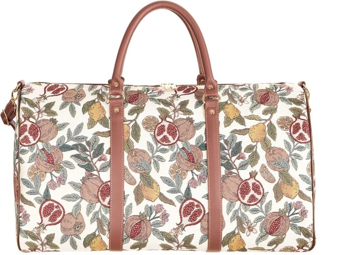 Weekendtas - met schouderband – Gobelinstof - Pomegranate and Lemon