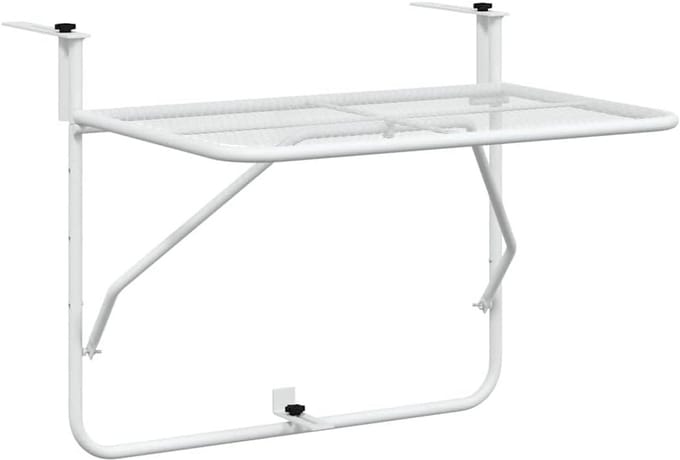 Witte Opklapbare Balkontafel Staal voor Buiten en Patio