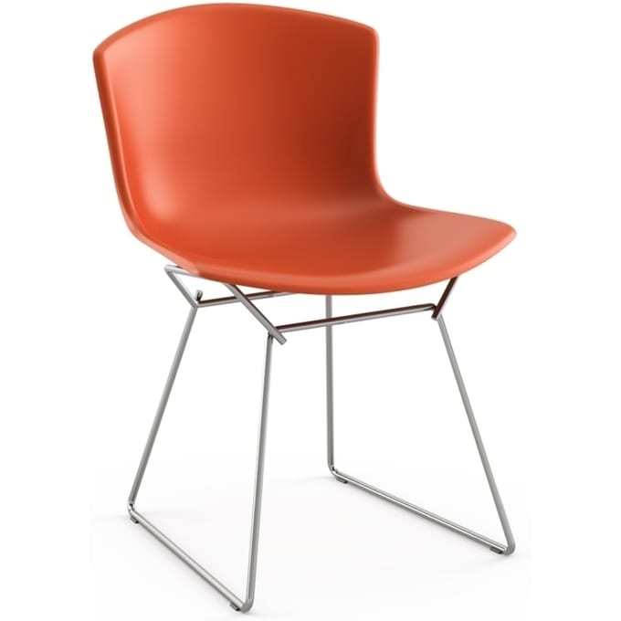 Knoll International - Bertoia Plastic Side Chair - oranjerood - chroom