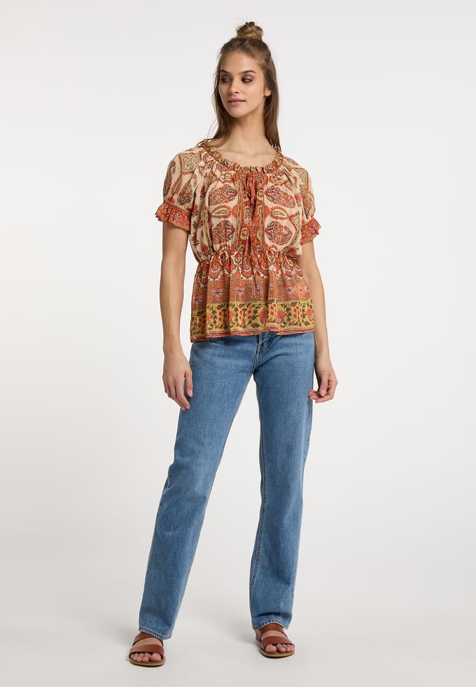 usha Blouse shirt Dames Oranje Veelkleurig
