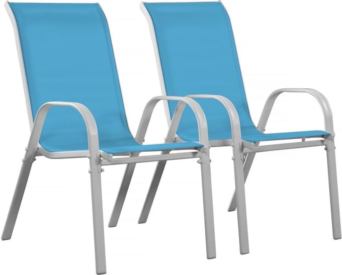 Stapelbare Tuinstoelen Set van 2 - Modern Design en Onderhoudsarm - Blauw