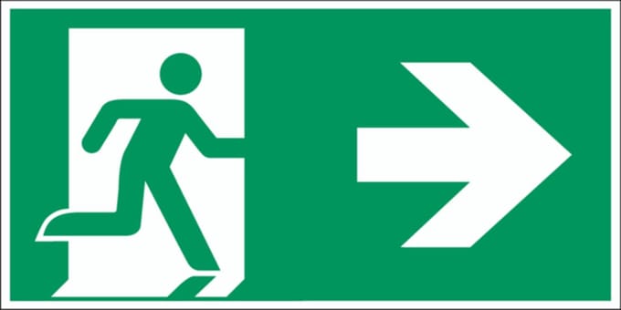 Pictogram - Nooduitgang naar rechts - Bord - 400 x 200