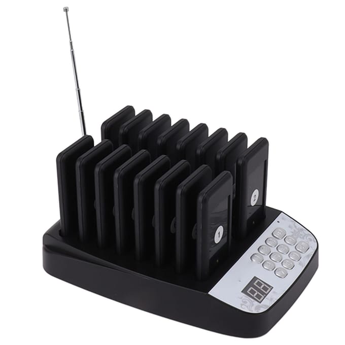 Zwart 16 Stuks Afstand Houdende Pagers Restaurant Pagersysteem met Vibratie Pieptoon Licht