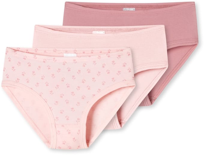 Slips, set van 3, bloemetjes, roze - Fine Rib 92