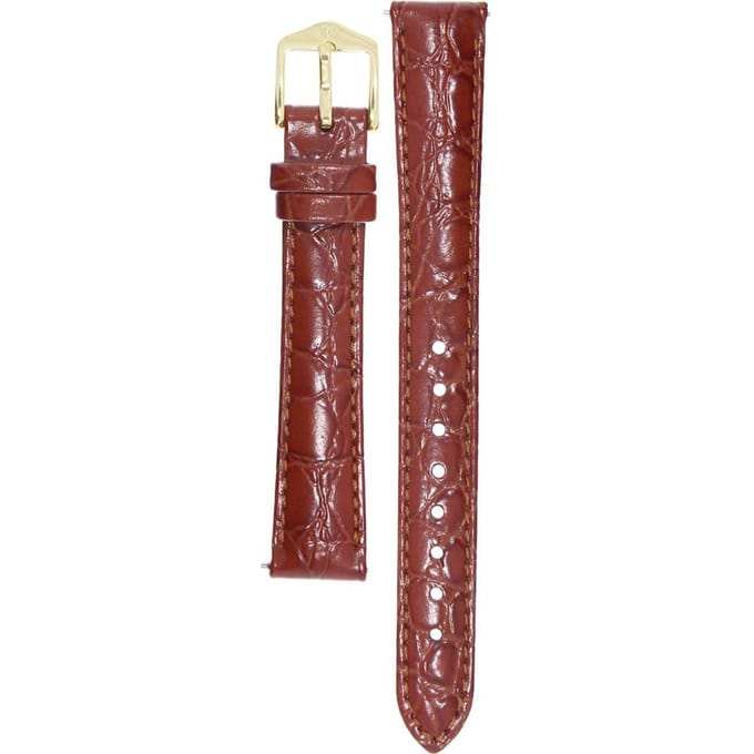 Hirsh Horlogeband -  Crocograin Goudbruin - Leer - 14 mm
