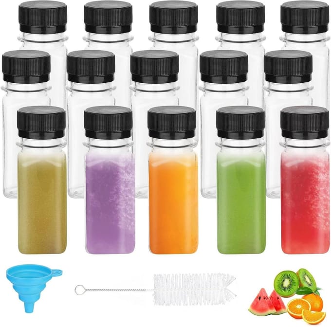 Solidchoice - 15 Stuks Mini Plastic Flessen met Trechter en Borstel
