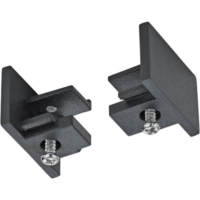 Spanningsrail Eindkap - 2 Stuks - DUOLINE - 2 Fase - Mat Zwart