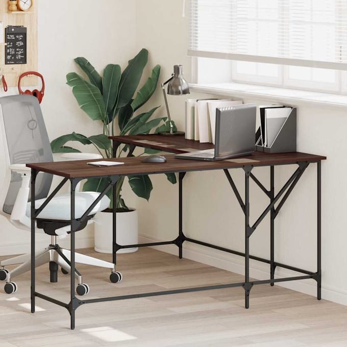 vidaXL - Bureau - 149x149x75 - cm - bewerkt - hout - bruin - eikenkleur