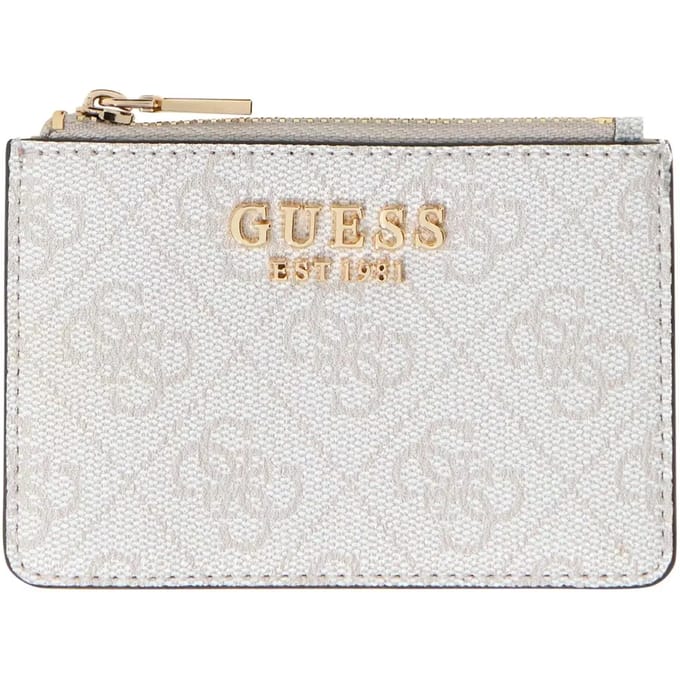 GUESS kaarthouder Laurel II SLG Card Case Coal Logo donkergrijs