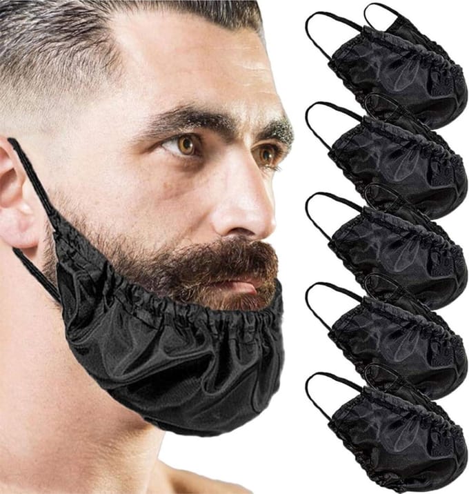 Baardmuts Heren - Baardslaapmasker - Baard Verzorging - Verstelbaar Elastisch - 5 Stuks - Zwart