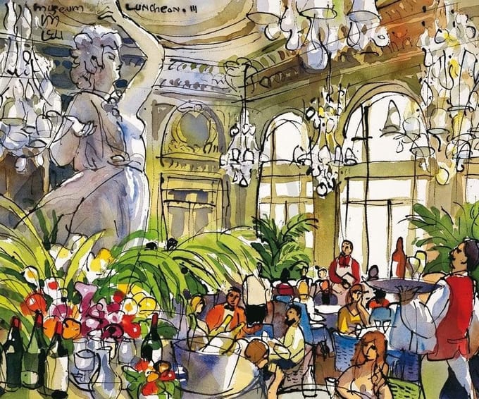 Kunstdruk Michael Leu - Museum Luncheon-III 60x50cm