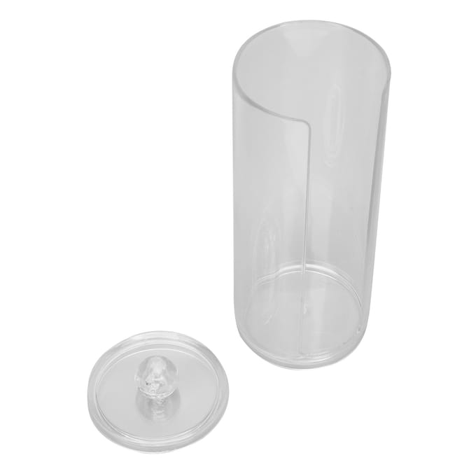 Distributeur de Coton Conteneur Transparent Organisateur de Coton à Maquillage Support Rond gray
