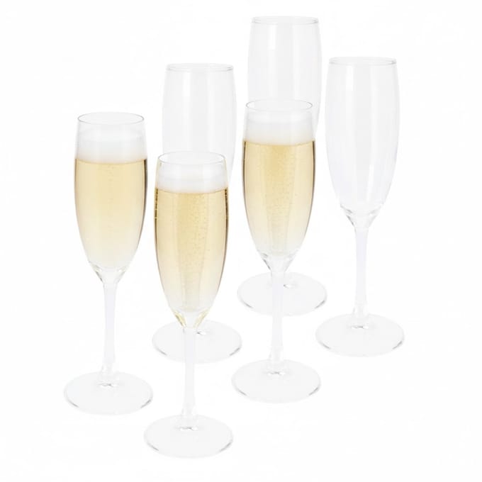 Excellent Houseware Champagne flute glas - 6x stuks - 190 ml - prosecco glas / flute