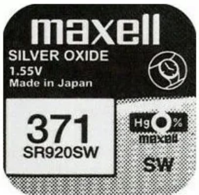 Maxell 371 / SR920SW zilveroxide knoopcel horlogebatterij 2 (twee) stuks