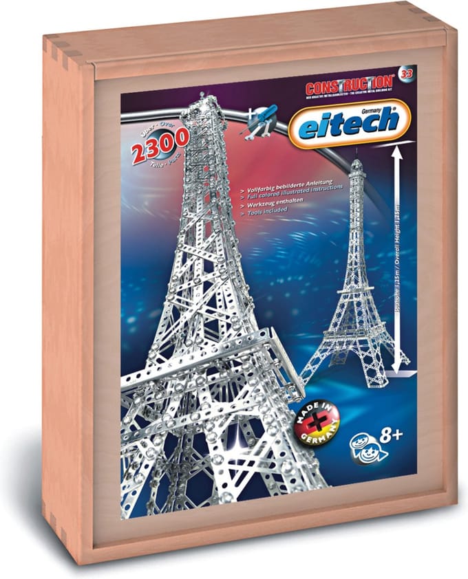 Eitech® Bouwdoos – Eiffeltoren Deluxe 125 cm – 2300-delig – Metalen Bouwpakket met Gereedschap – Constructiespeelgoed – Vanaf 8 Jaar