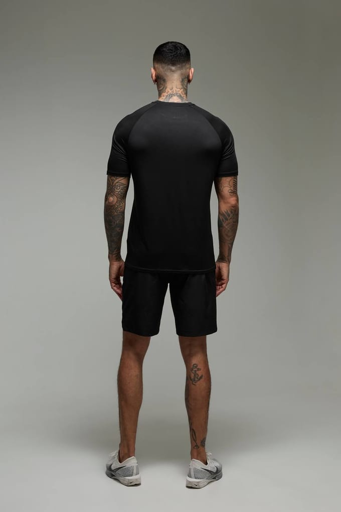 Tall Men's Active Lightweight Essentials Gym Regular Fit Raglan T-shirt | Black | Size Medium