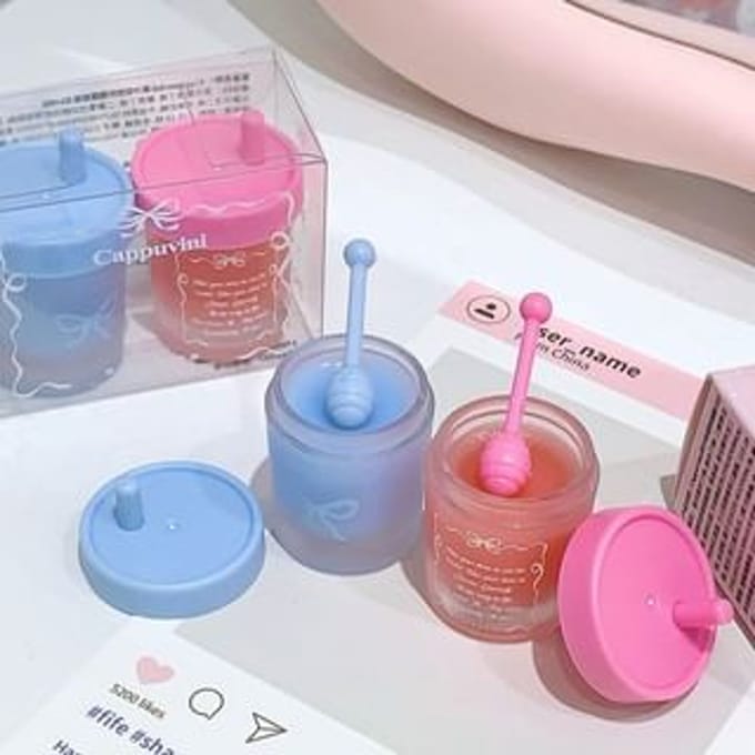Cappuvini - Juicy Straw Cup Lip Mask - 2 Colors Set (4.8g x 2)