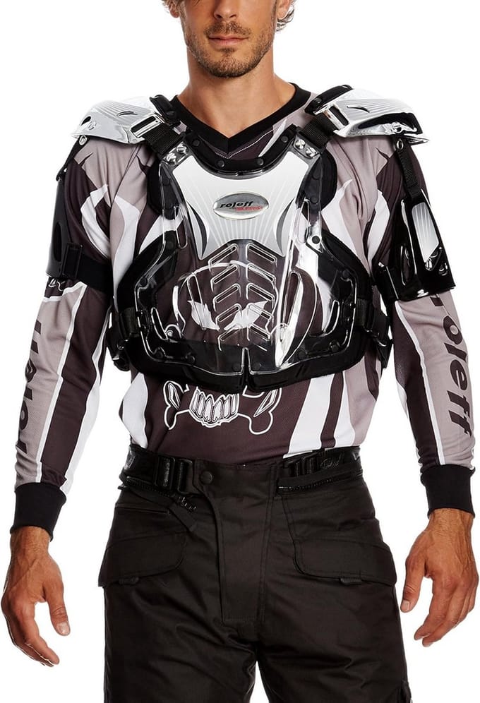 Motocross Borstpantser Bescherming Schild Zilver Maat XL