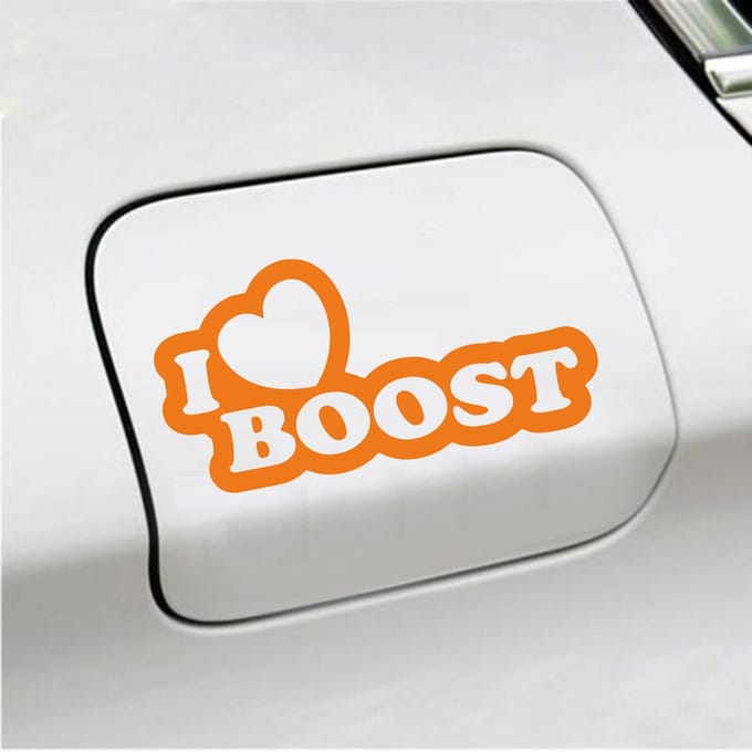 Bumpersticker - I Love Boost - 10 X 20 - Oranje