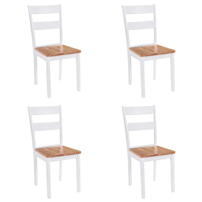 vidaXL - Eetkamerstoelen - 4 - st - massief - rubberwood - wit