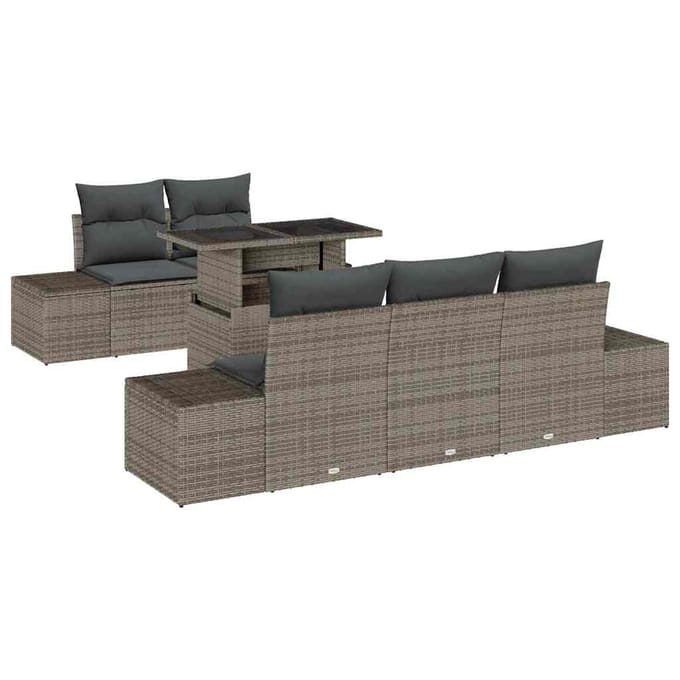 vidaXL Bankstel 6 st Grijs poly rattan
