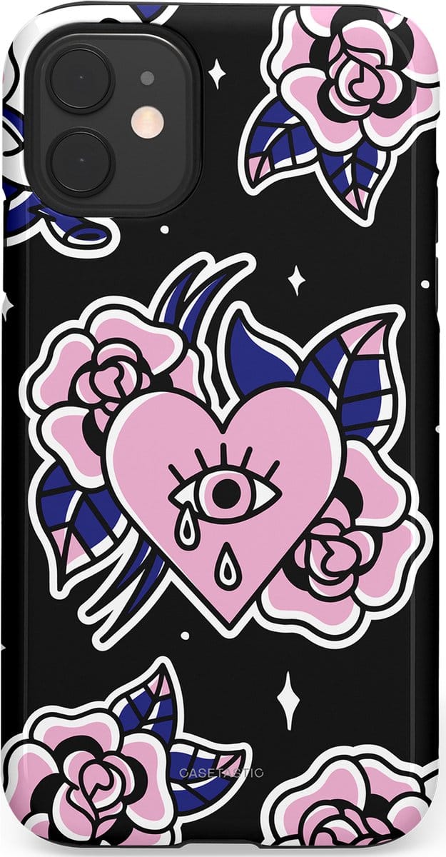 Casetastic hoesje geschikt voor Apple iPhone 11 - Dubbellaagse bescherming - Eindeloze passie - Fashion Case - Zwart Grijs Lichtroze Wit